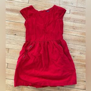 GapKids Gap Girl 10 Corduroy Red Kids Dress Short Sleeve Zippered Pockets